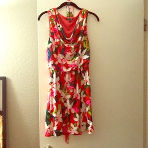 Floral Pink and Orange Express Dress Size Small